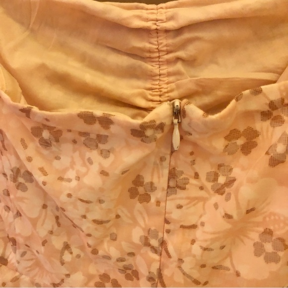 J Crew Strapless Floral ruched midi dress pink size‎ 4 - Picture 4 of 6